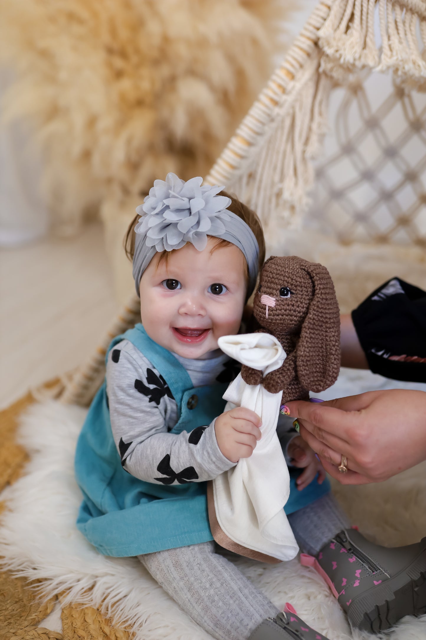 CuddleBun: Handmade Crochet Bunny & Organic Hemp Blankie